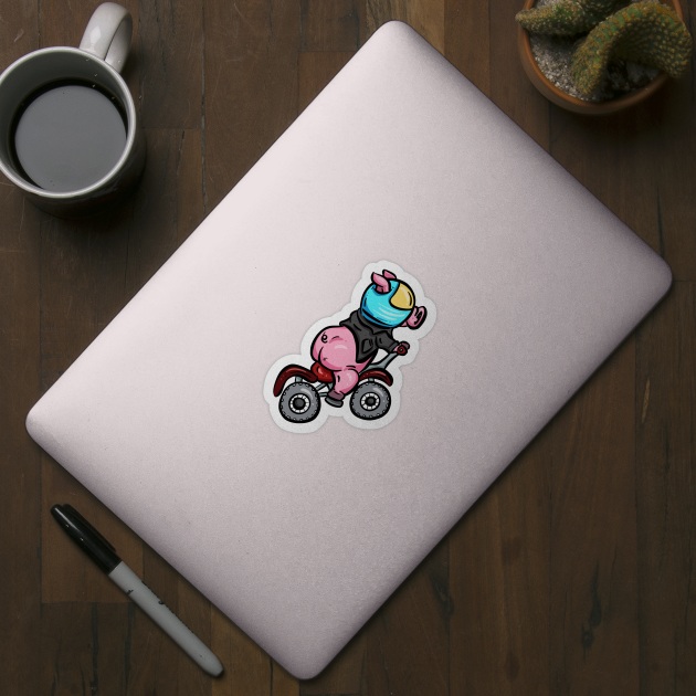 Biker Piggy Pink Pig on A Motorbike by Squeeb Creative